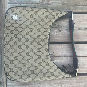 Gucci GG Original Canvas & green & red Horsebit pattern hobo bag
